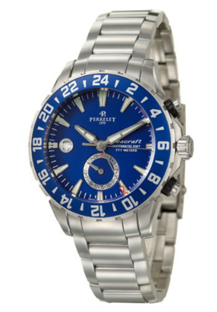Perrelet Watches : A1055-C Automatic Blue Dial Date Stainless Steel Men Watch