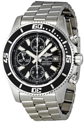 Breitling Watches : A1334102/BA84-SS Automatic Black Chronograph With Abyss White Accents, Luminescent Index Markers, Date At 3 Dial Stainless Steel Band Men Watch