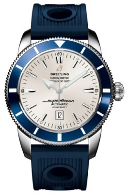 Breitling Watches : A1732016/G642-ORD Automatic COSC Silver With Date At 6 Dial Ocean Racer Blue Rubber Band Men Watch