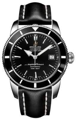 Breitling Watches : A1732124/BA61-LS Automatic Black With Index Markers And Date At 3 Dial Black Leather Band Men Watch