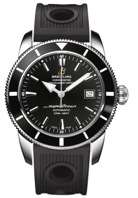 Breitling Watches : A1732124/BA61-PRRS Automatic Black With Index Markers And Date At 3 Dial Black Perforated Rubber Band Men Watch