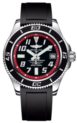 Breitling Watches : A1736402/BA31-DPT Automatic Black With Abyss Red Flange, Luminescent Arabic Numerals And Markers, Date At 3 Dial Black Diver Pro Ii Rubber Band Men Watch