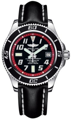 Breitling Watches : A1736402/BA31-LST Automatic Black With Abyss Yellow Flange, Luminescent Arabic Numerals And Markers, Date At 3 Dial Black Calfskin Leather Band Men Watch