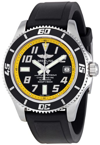 Breitling Watches : A1736402/BA32-DPT Automatic Black With Abyss Yellow Flange, Luminescent Arabic Numerals And Markers, Date At 3 Dial Black Diver Pro Ii Rubber Band Men Watch