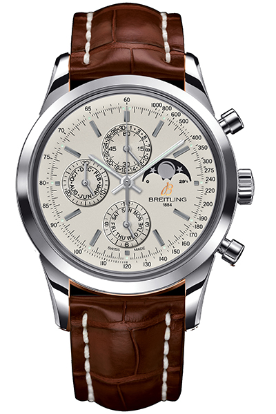 Breitling Watches : A1931012/G750-BRCROCT Automatic Silver Chronograph Dial Brown Crocodile Leather Band Men Watch