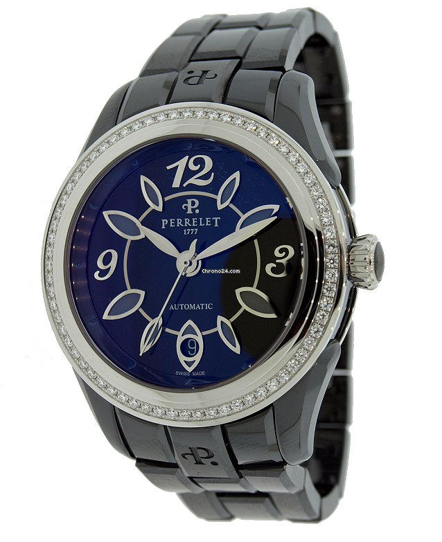 Perrelet Watches : A2041-BA Automatic Black Dial Date Ceramic Women Watch
