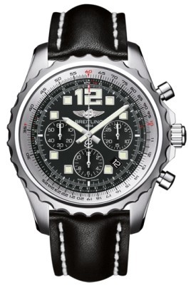 Breitling Watches : A2336035/BA68-LS Automatic Volcano Black Chronograph With Luminescent Hands And Markers, Date Between 4 And 5 Dial Black Calfskin Leather Band Men Watch