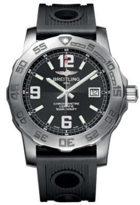 Breitling Watches : A7438710/BB50-ORD Quartz Black With Date At 3 Dial Black Ocean Racer Rubber Strap Band Men Watch