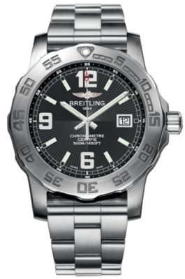 Breitling Watches : A7438710/BB50-SS Quartz Black With Date At 3 Dial Brushed Stainless Steel Band Men Watch