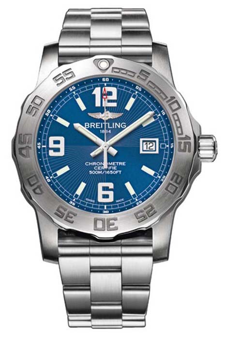 Breitling Watches : A7438710/C849 Quartz Chronometer Blue Dial Date Stainless Steel Men Watch