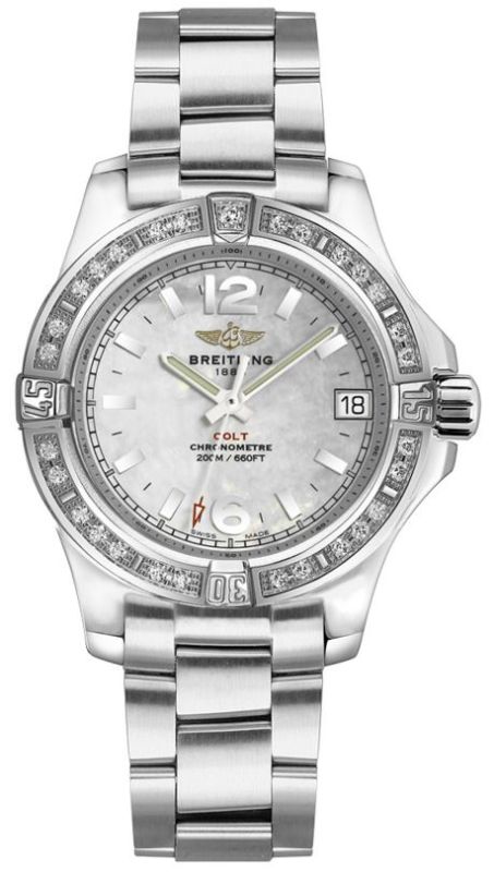 Breitling Watches : A7438953/A772-178A Mother Of Pearl Battery Operated Quartz Women Watch