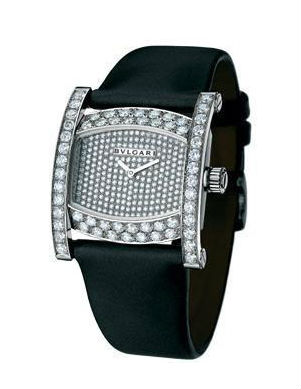 Bvlgari Watches : AAW36D2DL Quartz Diamond Pave Dial 18ct White Gold and Diamond Bezel Black Satin Women Watch