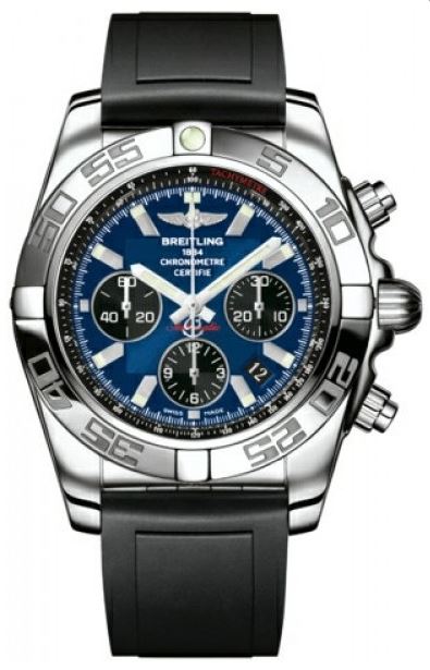 Breitling Watches : AB011012/C789-DPD Automatic COSC Blue Chronograph Dial Black Rubber Band Men Watch