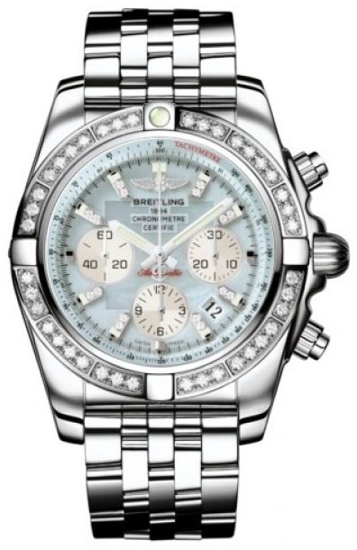 Breitling Watches : AB011053/G686-SS Automatic COSC Mother Of Pearl Chronograph Dial Polished Stainless Steel Band Men Watch
