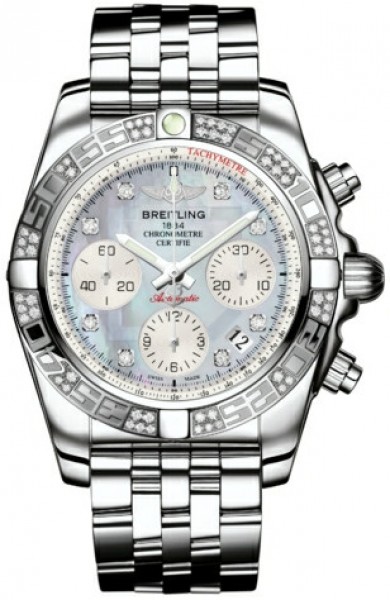 Breitling Watches : AB0140AA/G712-SS Automatic COSC Mother Of Pearl Chronograph Dial Polished Stainless Steel Band Men Watch