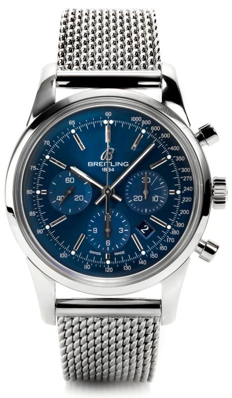 Breitling Watches : AB015112/C860-SS Automatic Blue Chronograph Dial Polished Stainless Steel Band Men Watch