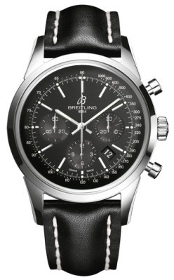 Breitling Watches : AB015212/BA99-LS Automatic Black Chronograph With Index Hour Markers And Date Between 4 And 5 Dial Black Leather Band Men Watch