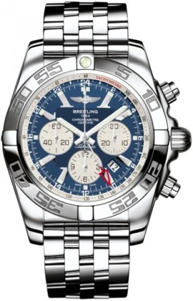 Breitling Watches : AB041012/C834-SS Automatic COSC Blue Chronograph Dial Polished Stainless Steel Band Men Watch