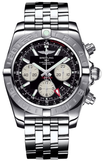 Breitling Watches : AB042011/BB56-SS Automatic COSC Black Chronograph Dial Polished Stainless Steel Band Men Watch