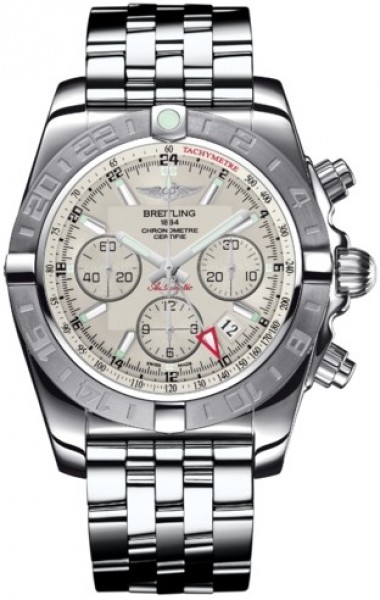 Breitling Watches : AB042011/G745-SS Automatic COSC Silver Chronograph Dial Polished Stainless Steel Band Men Watch