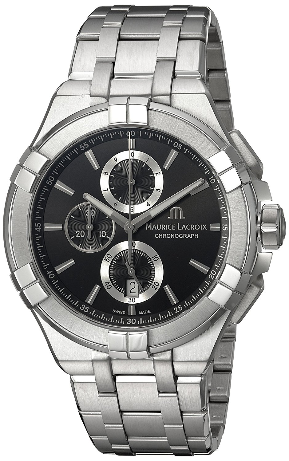Maurice Lacroix Watches : AI1018-SS002-330-1 Black Dial Stainless Steel Band Men Watch