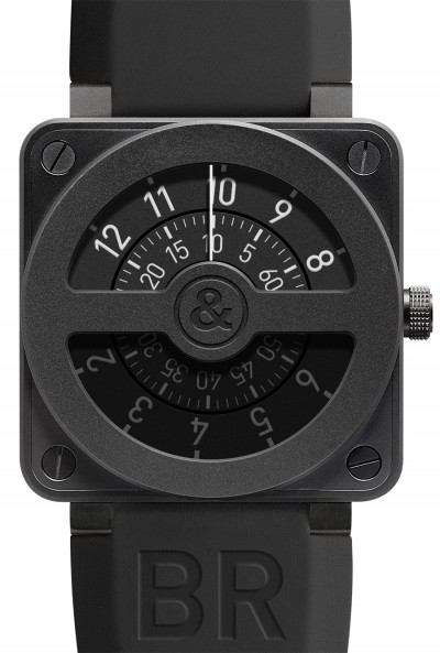 Bell & Ross Watches : BR01-92-Compass Automatic Black Dial Rubber Black Band Men Watch