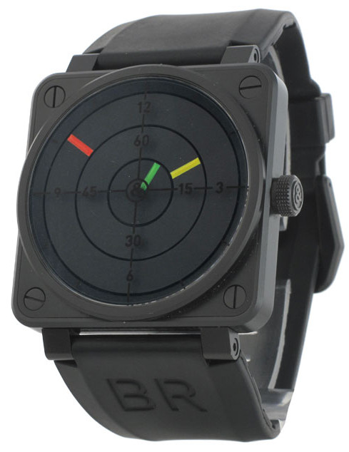 Bell & Ross Watches : BR01-92-Radar Automatic Black Dial Rubber Black Band Limited Edition Men Watch