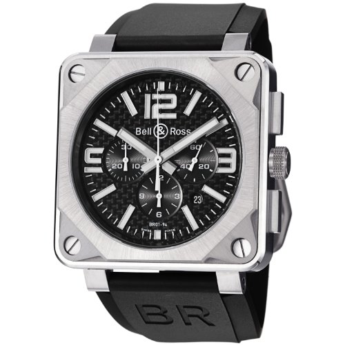 Bell & Ross Watches : BR01-94-Pro-Titanium-Carbon-Fiber Automatic Black Dial Rubber Black Band Men Watch