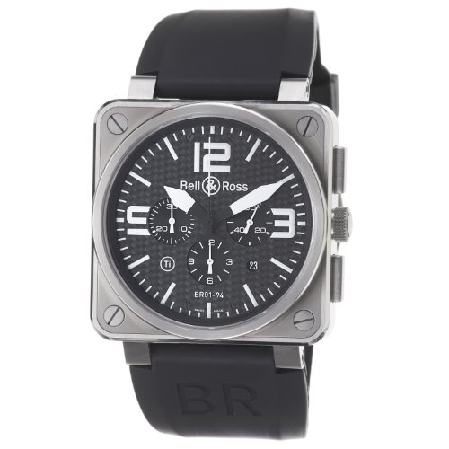 Bell & Ross Watches : BR01-94-Titanium Automatic Black Dial Rubber Black Band Men Watch