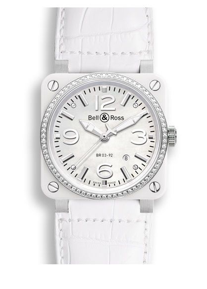 Bell & Ross Watches : BR0392-WH-C-D/SCA Mother Of Pearl Automatic Self Winding Men Watch