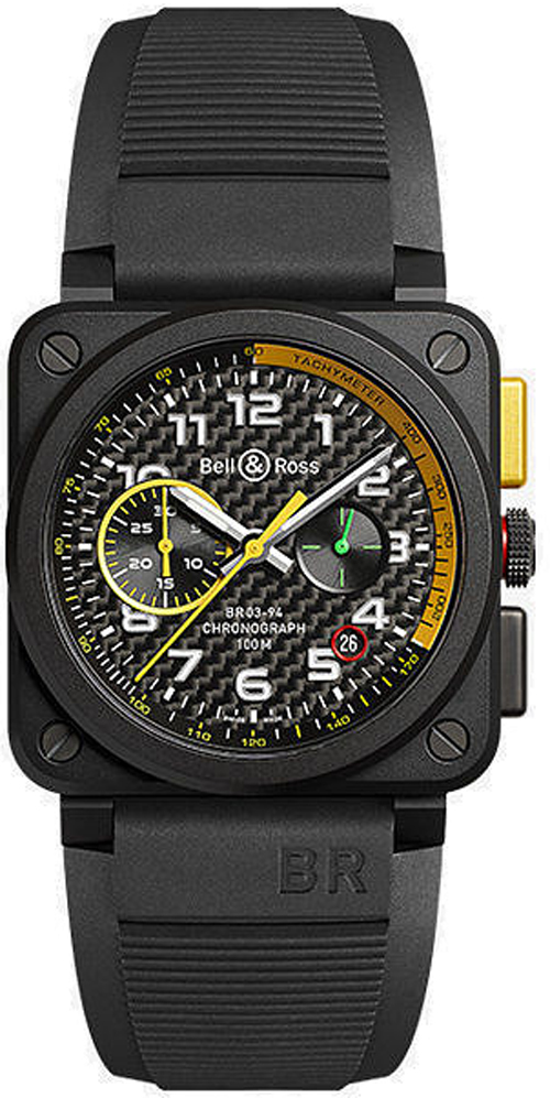 Bell & Ross Watches : BR0394-RS17 Limited Edition of 500 Pieces Chronograph Date Black Rubber Men Watch
