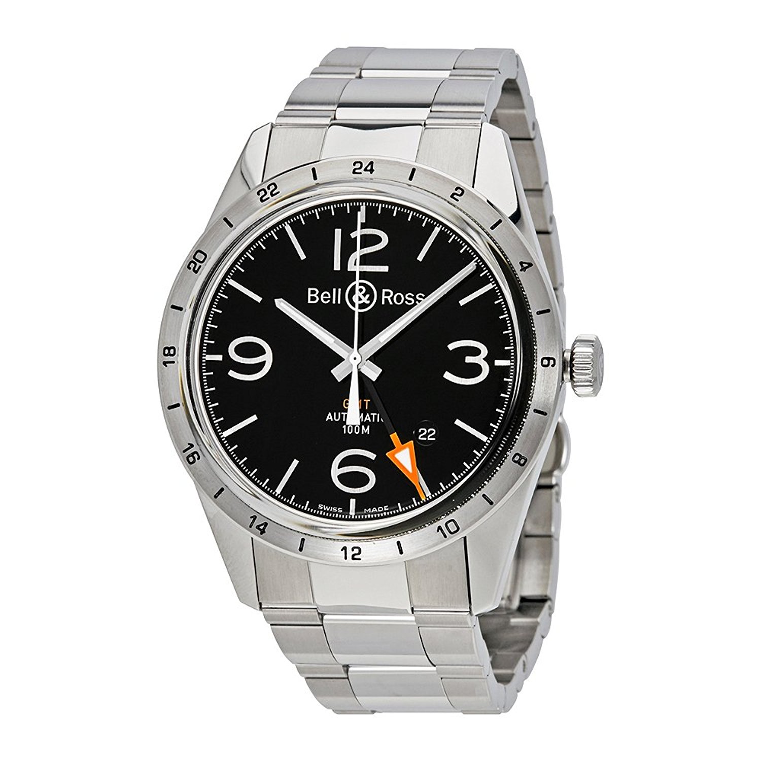 Bell & Ross Watches : BR-123-GMT-24H-STEEL Swiss Automatic Dial Color