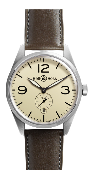 Bell & Ross Watches : BR-123-Original-Beige Automatic Beige Dial Small Second Hand Date Brown Leather Men Watch