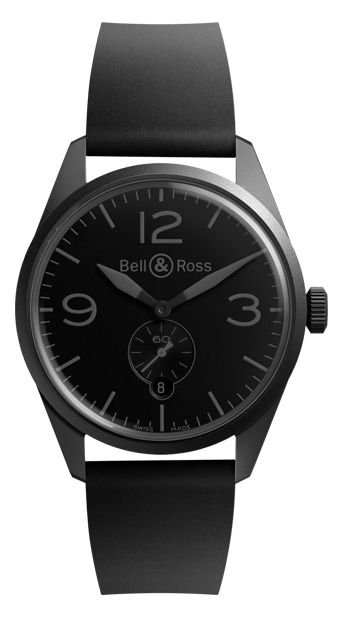 Bell & Ross Watches : BR-123-PHANTOM Automatic Small Second Hand Date Black Rubber Men Watch