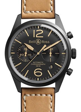 Bell & Ross Watches : BR-126-Heritage Automatic Black Dial Beige Calfskin Leather Band Men Watch