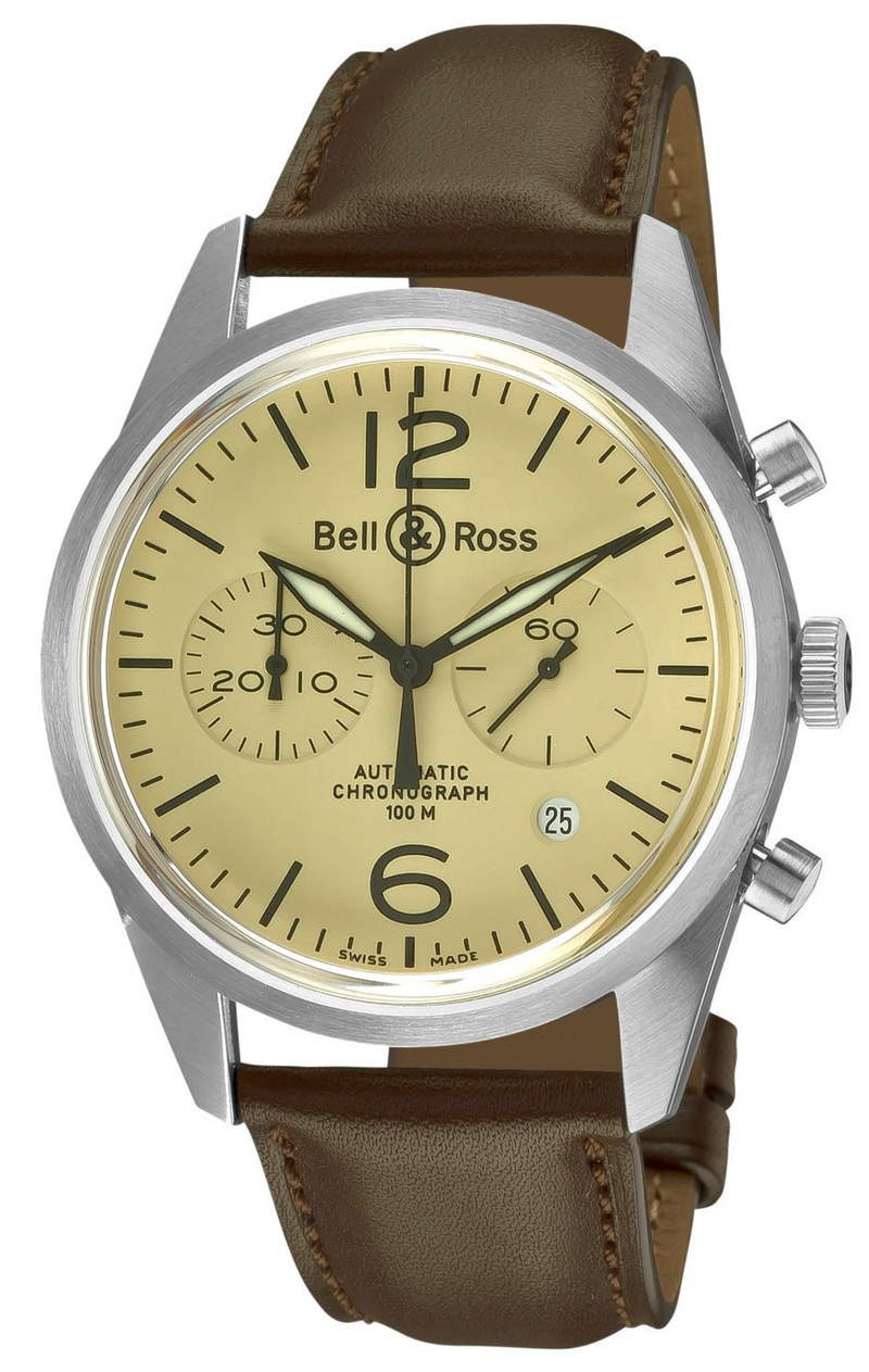 Bell & Ross Watches : BR-126-Original-Beige Automatic Ivory Dial Brown Calfskin Leather Band Men Watch