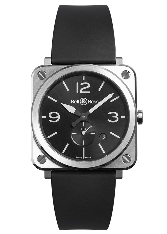 Bell & Ross Watches : BRS-BLC-ST Quartz Analog Date Black Rubber Men Watch