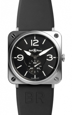 Bell & Ross Watches : BRS-Steel Quartz Analog Black Rubber Men Watch