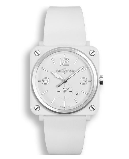 Bell & Ross Watches : BRS-WH-CES/SRB White Battery Operated Quartz Men Watch