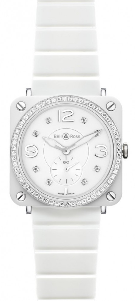 Bell & Ross Watches : BRS-WHC-PH-LGD_SCE Quartz Diamonds Set on Bezel Ceramic Bracelet Women Watch