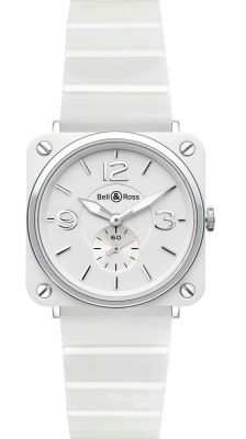 Bell & Ross Watches : BRS-White-Ceramic-Bracelet Scratch Resistant Sapphire Quartz Unisex Watch