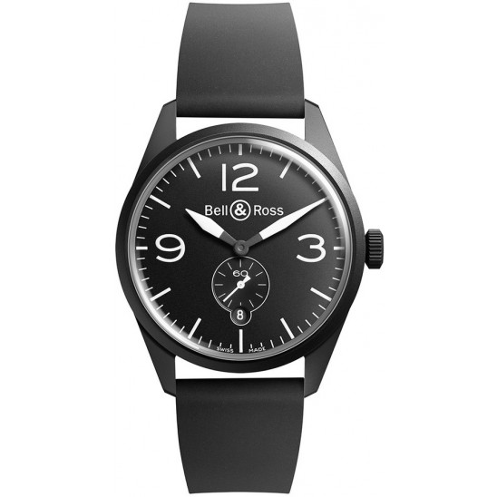 Bell & Ross Watches : BRV123-BL-CA/SRB Automatic Date Black Rubber Men Watch