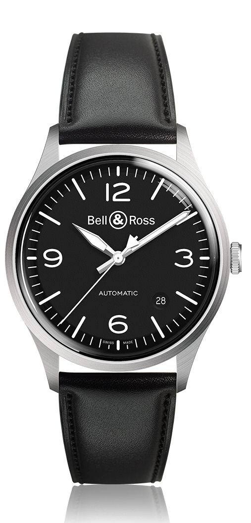 Bell & Ross Watches : BRV192-BL-ST/SCA Automatic Date Black Leather Men Watch