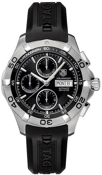 TAG Heuer Watches : CAF2010.FT8011 Automatic Chronograph Day Date Black Rubber Men Watch