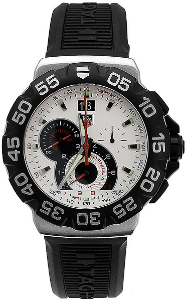 TAG Heuer Watches : CAH1011.BT0717 Quartz Chronograph Grande Date Black Rubber Men Watch