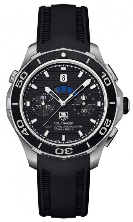 TAG Heuer Watches : CAK211A.FT8019 Self Winding Automatic Calibre 72 Movement Brushed And Polished Stainless Steel Black Dial Black Rubber Strap Band Men Watch