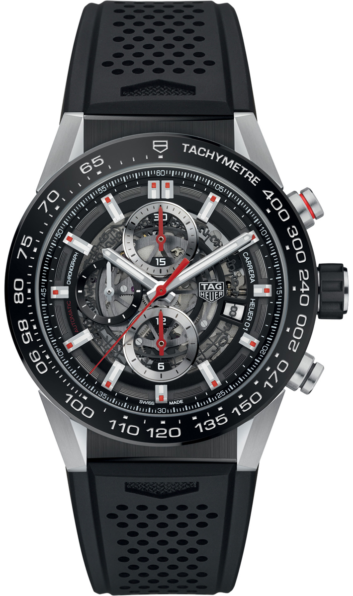 TAG Heuer Watches : CAR201V.FT6046 Automatic Chronograph Date Black Rubber Men Watch
