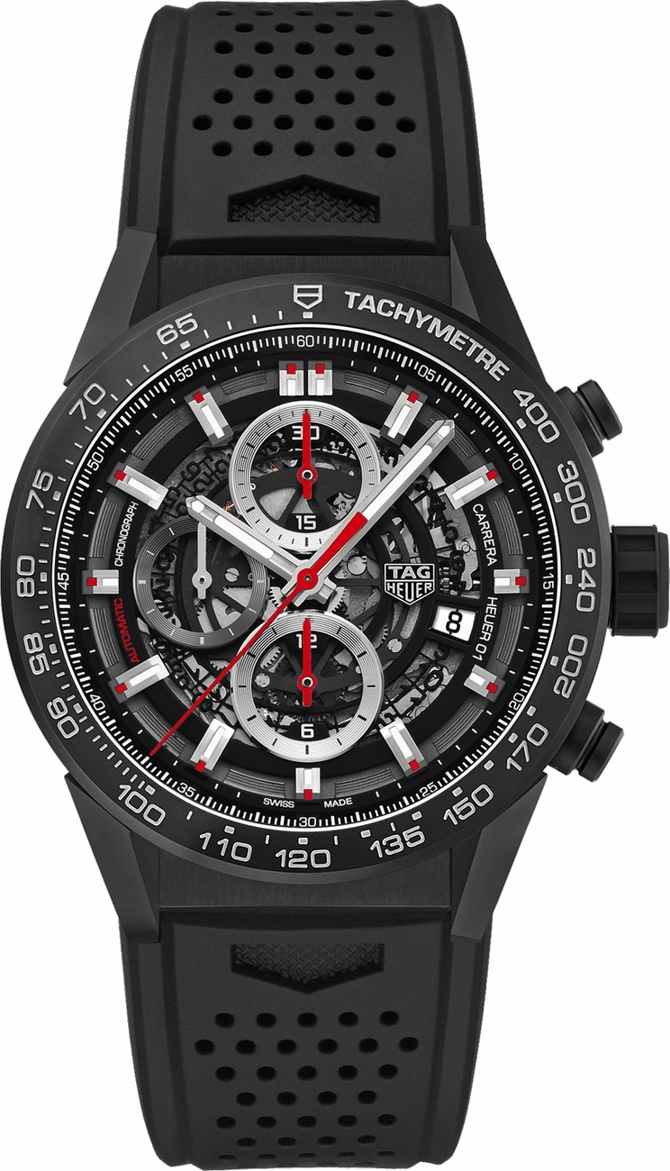 TAG Heuer Watches : CAR2090.FT6088 Caliber Heuer 01 Automatic Chronograph Date Black Rubber Men Watch