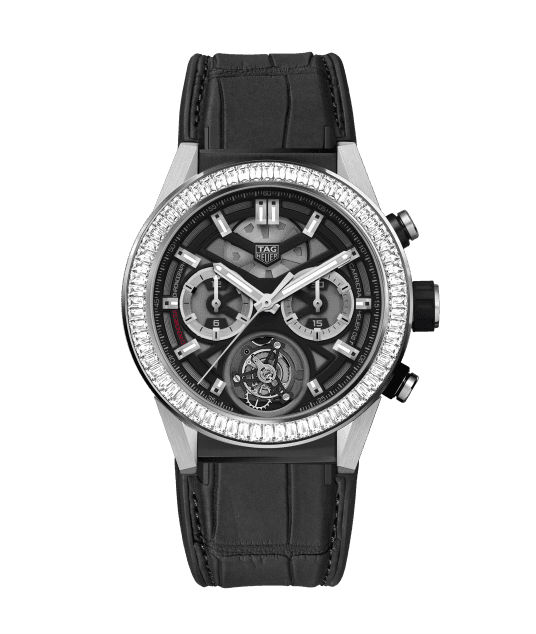 TAG Heuer Watches : CAR5A81.FC6377 Caliber Heuer 02 T COSC Automatic Chronograph 18k White Gold Diamond Bezel Titanium Case Black Men Watch