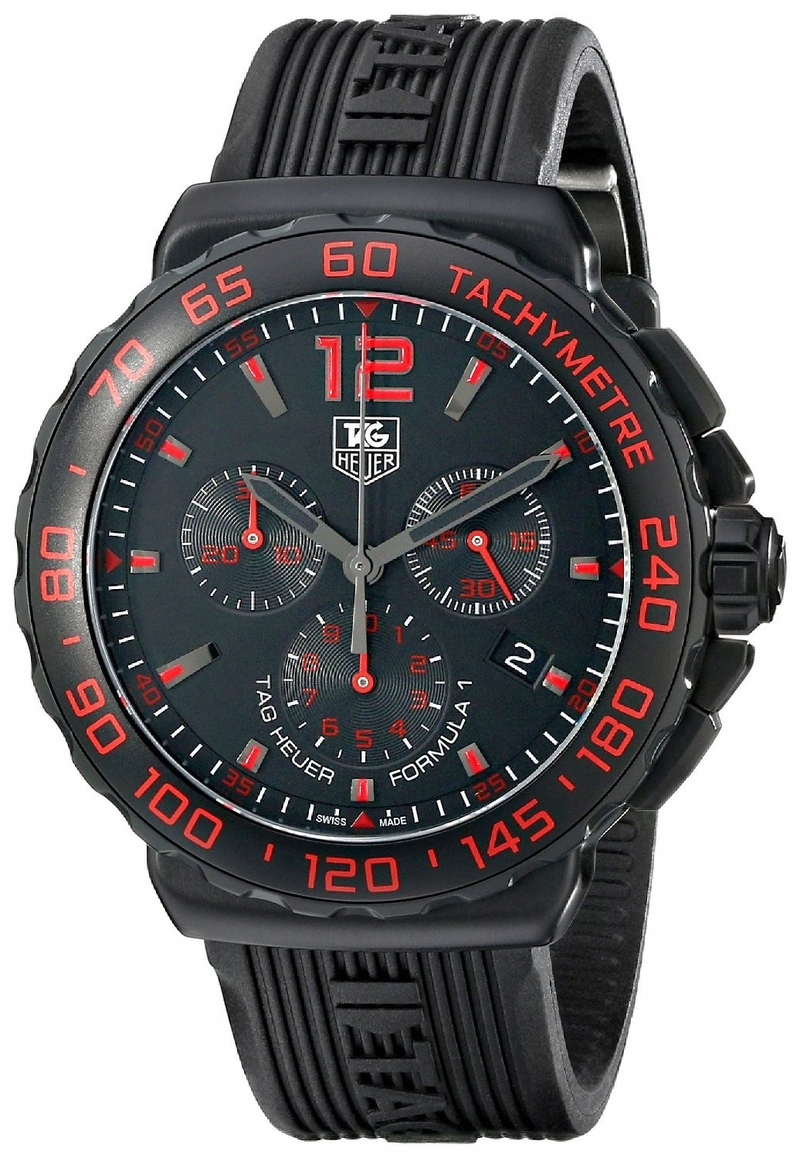 TAG Heuer Watches : CAU111D.FT6024 Quartz Chronograph Black Dial Date Rubber Men Watch